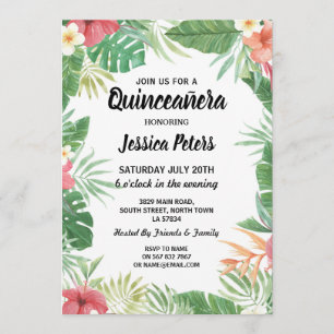 Invitación Fiesta Tropical Aloha Luau Quinceanera Invitado 15