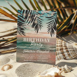 Invitación Fiesta Tropical Birthday Beach | Cadena de luces<br><div class="desc">Invitaciones para fiestas de cumpleaños con destino a la playa que incluyen un entorno tropical de playa de palmeras, luces de cuerda y una plantilla de texto moderna. Haga clic en el botón "personalizar" para una mayor personalización de esta plantilla. Podrá modificar todo el texto, incluidos el estilo, los colores...</div>