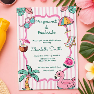 Invitación Fiesta Tropical de Bebé junto a la Piscina para Fu