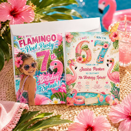 Invitación Fiesta Tropical de Cumpleaños 7 años en la Piscina