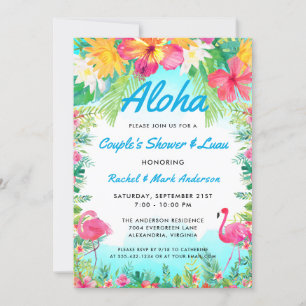 Invitación Fiesta Tropical de Flamencos Aloha para la Fiesta 