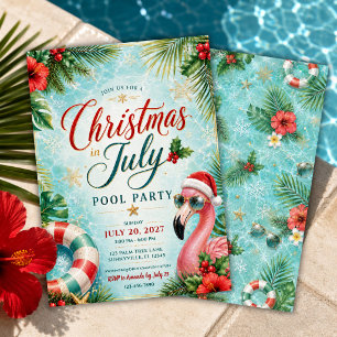 Invitación Fiesta Tropical de Navidad en Julio en la Piscina