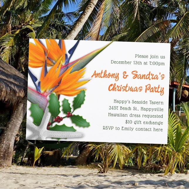 Invitación Fiesta Tropical de Navidad Flores de Ave del Paraí (Subido por el creador)