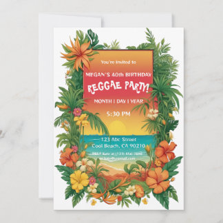 Invitación Fiesta Tropical de Reggae Floral Personalizable