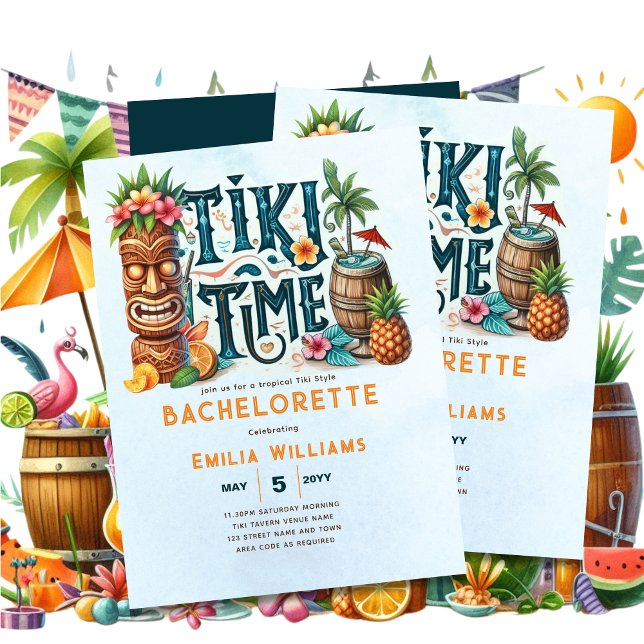 Invitación Fiesta tropical de Tiki Boda Luau Bridal Shower (Subido por el creador)