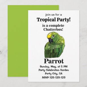 Invitación Fiesta Tropical Divertida Lotería de Pájaros Locos