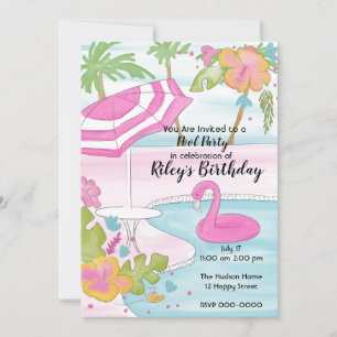 Invitación Fiesta Tropical en la Piscina