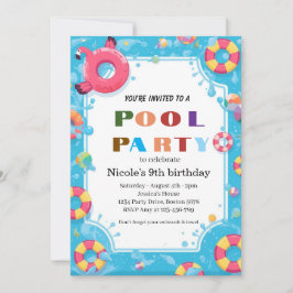 Invitación Fiesta Tropical en la Piscina Cumpleaños 9 de Nico