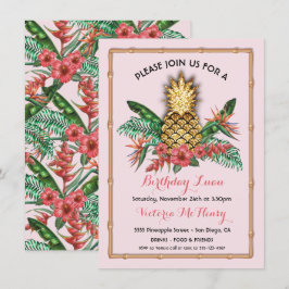 Invitación Fiesta Tropical Golden Pineapple Luau