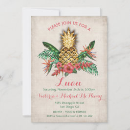 Invitación Fiesta Tropical Golden Pineapple Luau