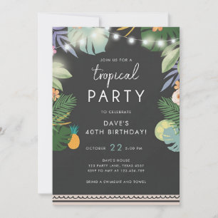 Invitación Fiesta Tropical Luau Cumpleaños Hombre