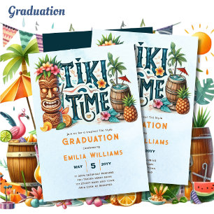 Invitación FIESTA Tropical Luau Hawaii de TIKI GRADUATION