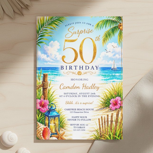 Invitación Fiesta Tropical Sorpresa de 50 Cumpleaños (Subido por el creador)