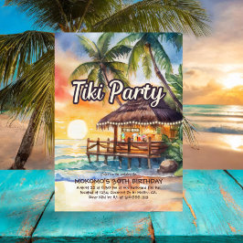 Invitación Fiesta Tropical Tiki Bar Beach Cumpleaños