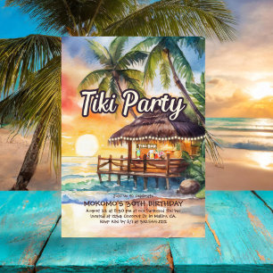 Invitación Fiesta Tropical Tiki Bar Beach Cumpleaños