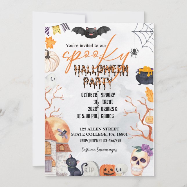 Invitación Fiesta/TRUCO O TRATAMIENTO DE HALLOWEEN COSTUME (Anverso)