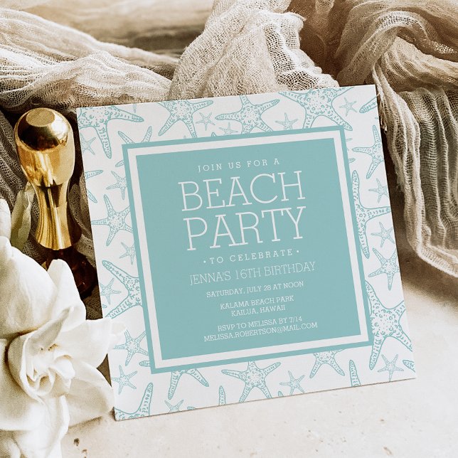 Invitación Fiesta Turquoise Starfish Beach (Subido por el creador)