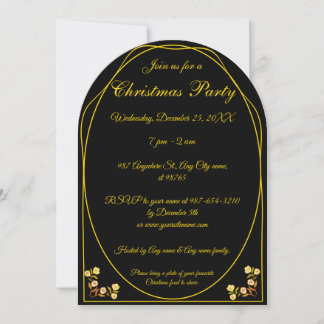 Invitación Fiesta único de Navidades negros de oro, merry y B