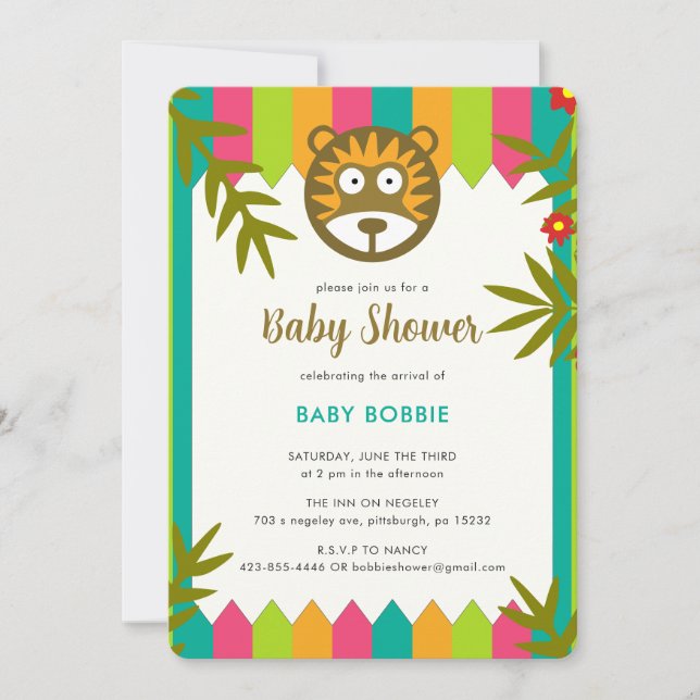 Invitación Fiesta único vibrante de Baby Shower sobre el tema (Anverso)