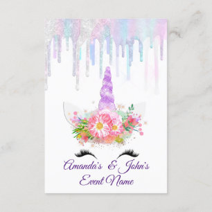Invitación Fiesta unicornio 1.º Hológrafo bebé morado rosado