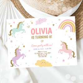 Invitación Fiesta unicornio con arcoiris mágico