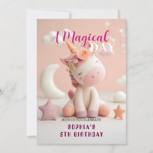 Invitación Fiesta Unicornio de Sueño Rosa