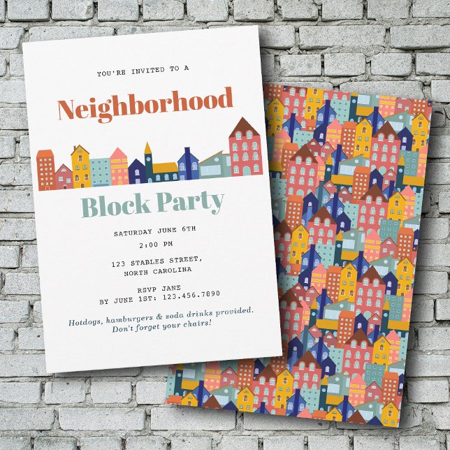 Invitación Fiesta Vecinal Conozca a Sus Vecinos (Neighborhood Block Party Meet Your Neighbors Invitation)