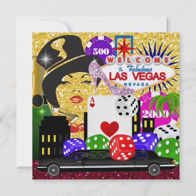 Invitación Fiesta Vegas - Casino / Poker - SRF (Anverso)