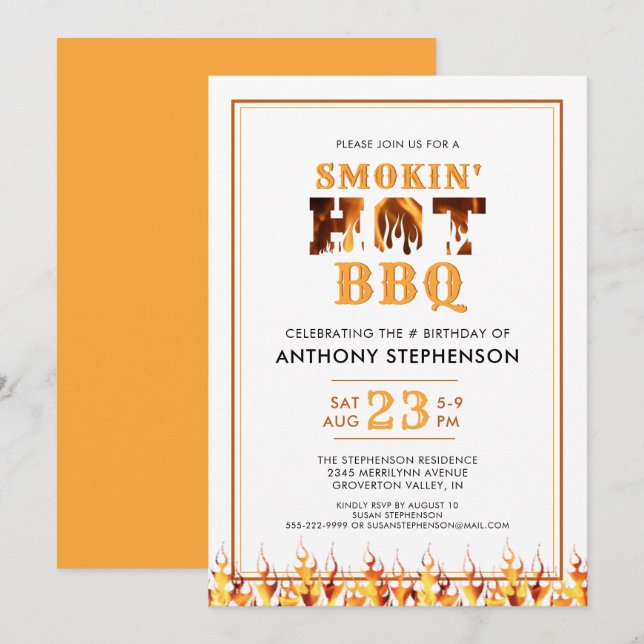 Invitación Fiesta veraniego de cumpleaños para fumadores de b (Anverso / Reverso)
