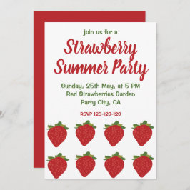 Invitación Fiesta veraniego de fresas rojas frutales