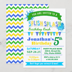 Invitación fiesta verde azul cielo de bienvenida