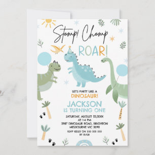 Invitación Fiesta Verde Azul Como Un Cumpleaños De Dinosaurio