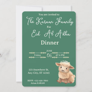 Invitación Fiesta verde de cordero lindo de Eid Al Adha