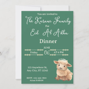 Invitación Fiesta verde de Eid Al Adha oveja linda