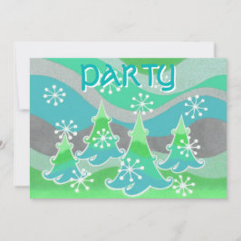 Invitación 'Fiesta' verde de los árboles de invier