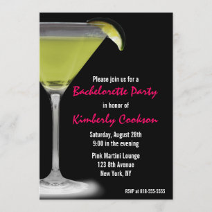 Invitación Fiesta verde de Martini Bachelorette de las rosas