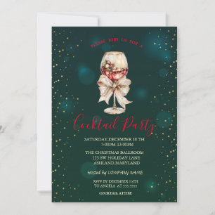 Invitación Fiesta Verde de Navidad de Cocktail Bow Stars