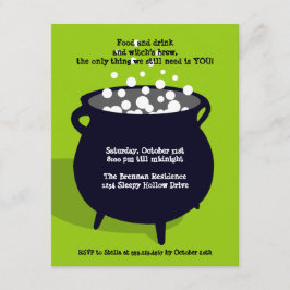 Invitación Fiesta verde horrible de Halloween de la caldera