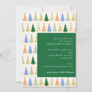 Invitación Fiesta Verde Roja del Árbol de Navidad Cuidadoso
