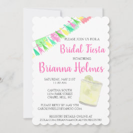 Invitación Fiesta verde rosada personalizada de papel de tacó