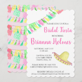 Invitación Fiesta verde rosada personalizada de papel de tacó