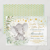 Fiesta verde soñadora Luna y Estrellas Elefante pr