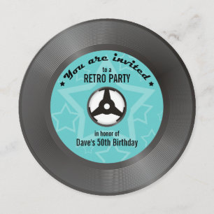 Invitación Fiesta Vinyl Retro