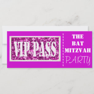 Invitación Fiesta VIP brillante rosa Bat Mitzvah