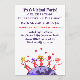Invitación Fiesta virtual alegre