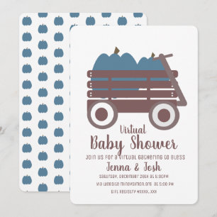 Invitación Fiesta Virtual de Baby Shower de Blue Pumpkin Patc