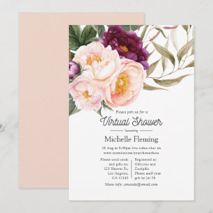 Invitación Fiesta Virtual de Baby Shower Floral Pastel