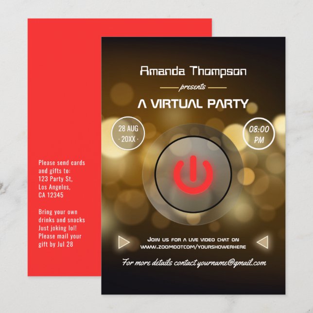 Invitación Fiesta virtual de Bokeh (Anverso / Reverso)