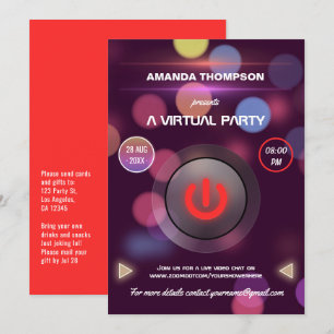 Invitación Fiesta virtual de cumpleaños de Bokeh