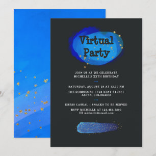 Invitación Fiesta virtual de cumpleaños de fantasía espacial